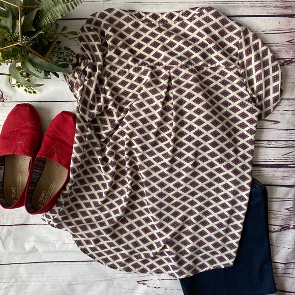 Alice Blue Geraldi Split Neck Blouse Size Small - Picture 4 of 5